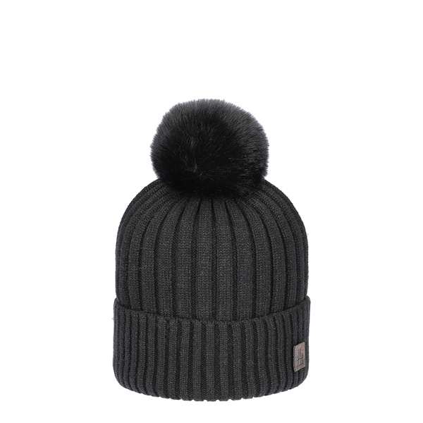 Lurex Rib - Berretto invernale a coste con lurex e pom pon 